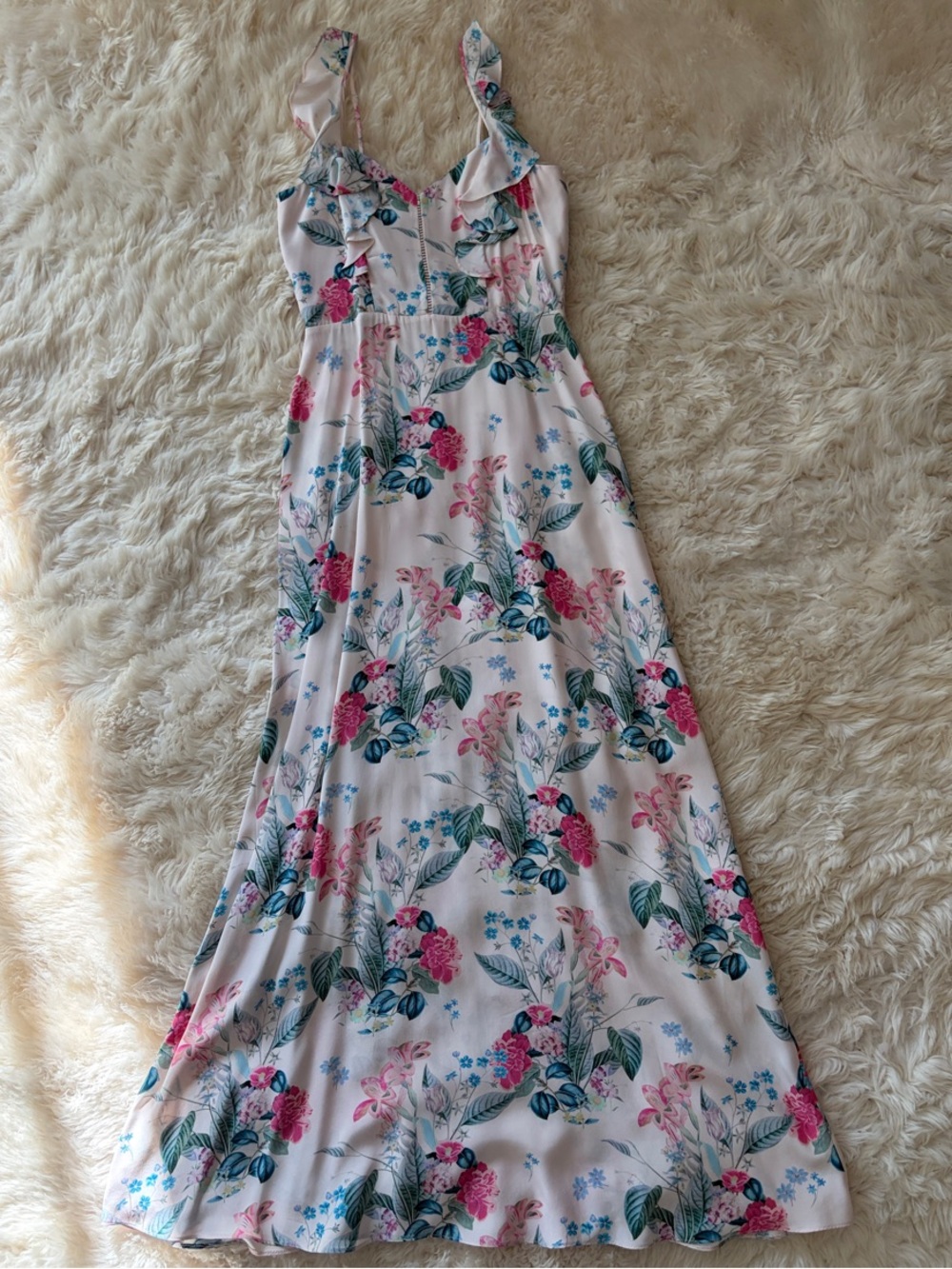 Parker Pink Floral Maxi Dress with Green Leaf Print